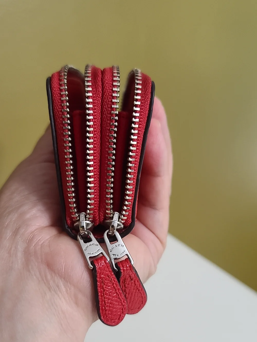 COACH Red Zip Wallet - Pebbled Leather